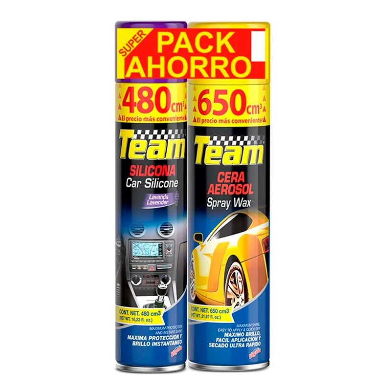 Pack Silicona Spray + Cera Spray 480cc Team