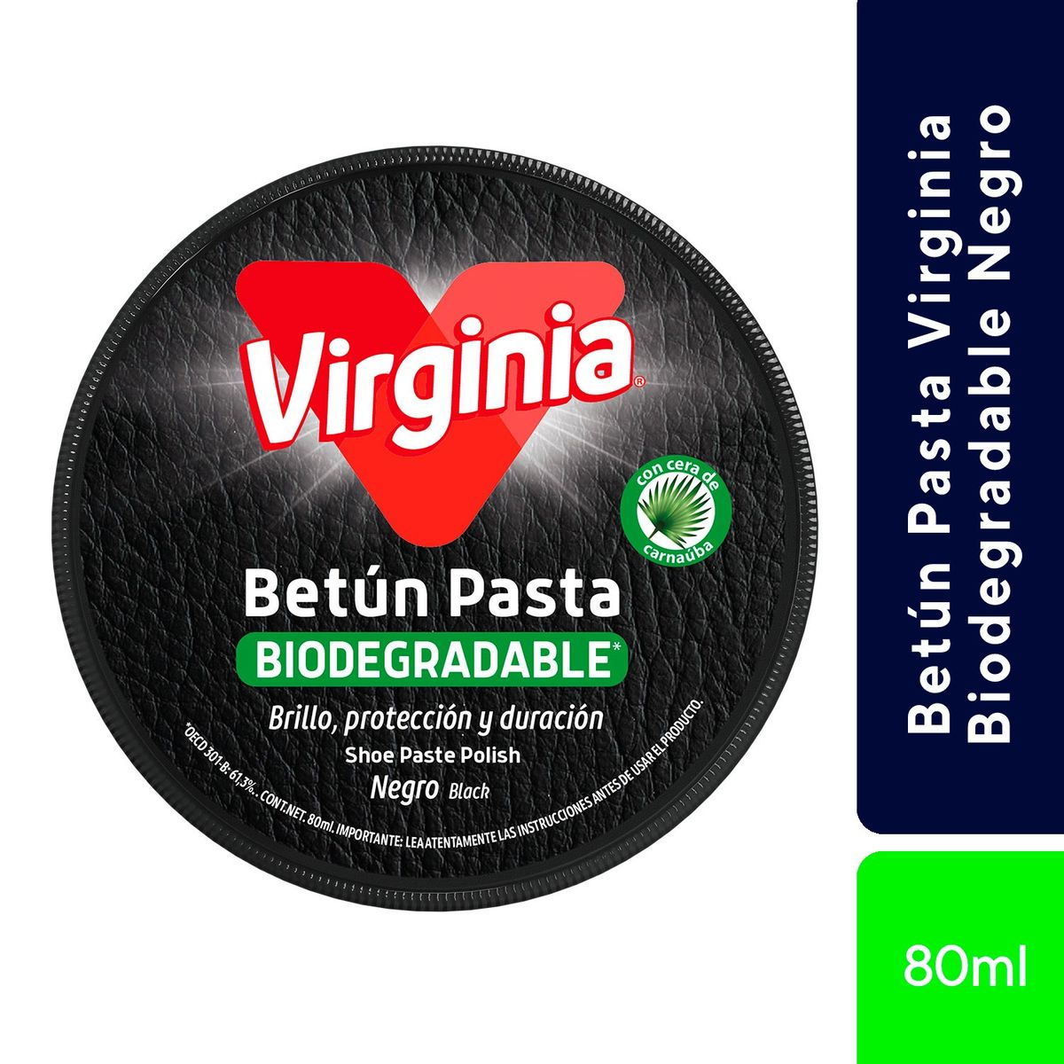 Betun Pasta Biodegradable Negro 80ml Virginia