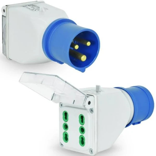 Adaptador Industrial 2x 2p+t 16A 250v IP44 Fanton Vkb