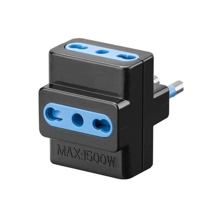 Adaptador Triple Negro 2p+t 10a Negro Lexo