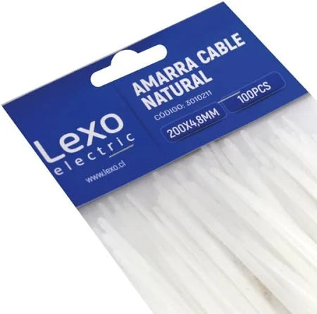 Amarra Cables 200 x 4.8mm Neutro 100u Lexo 