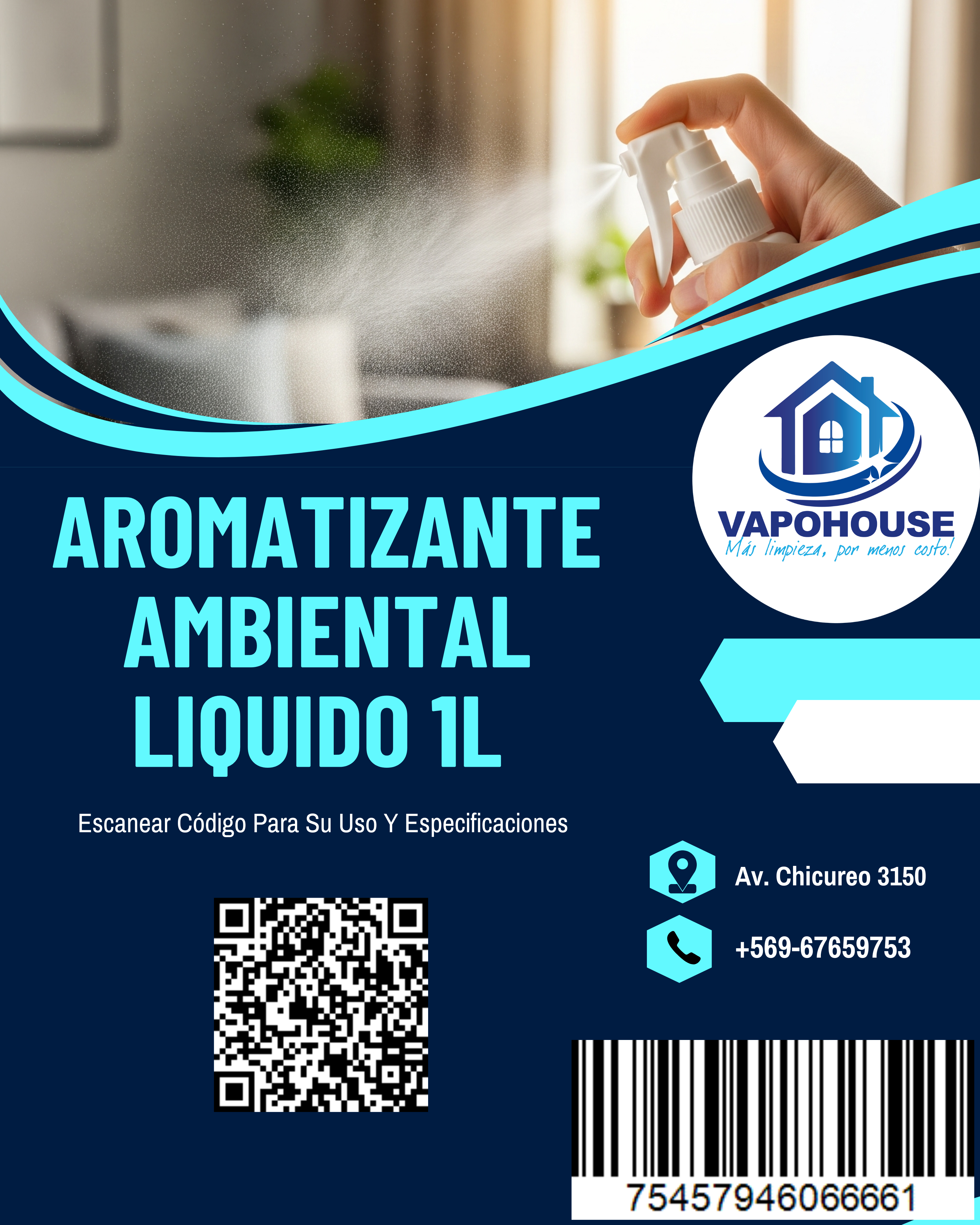 Aromatizante Ambiental Liquido Atospring 1L Vapohouse
