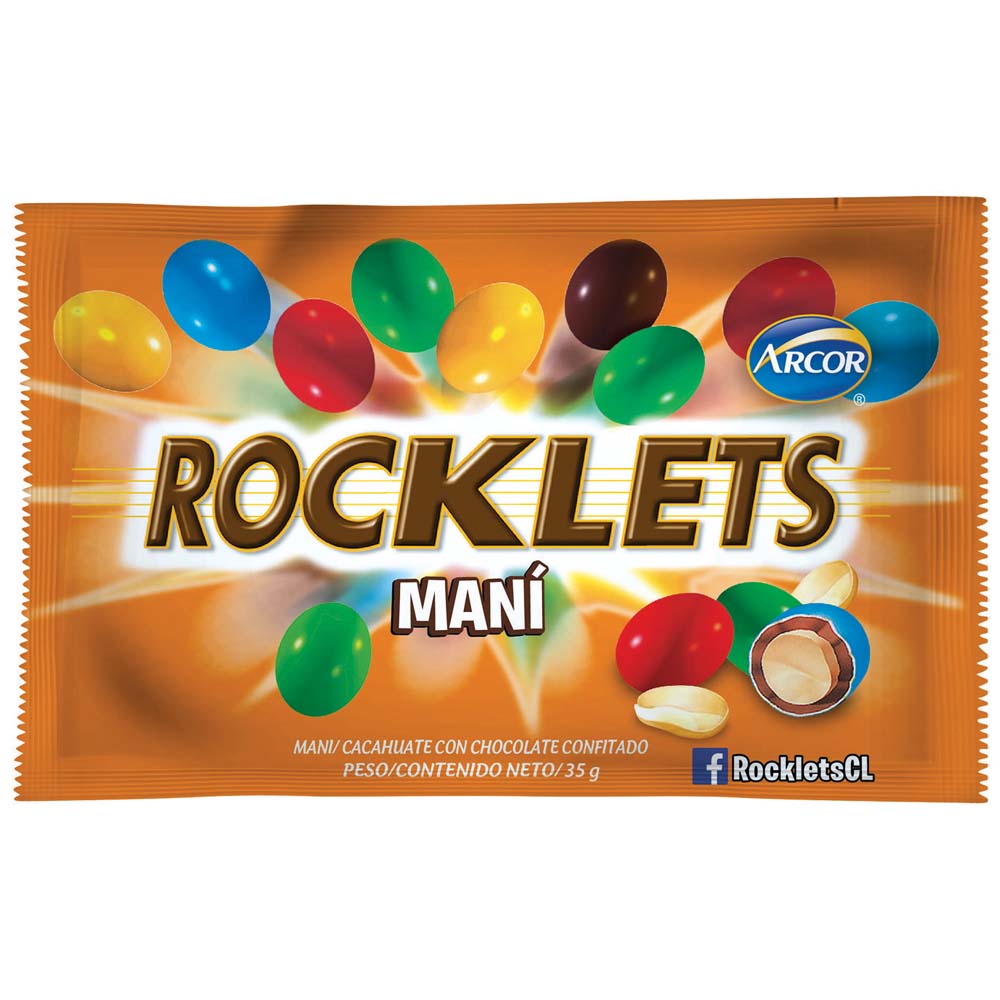 Chocolate Confitado Rocklets Mani 35g 1un Arcor