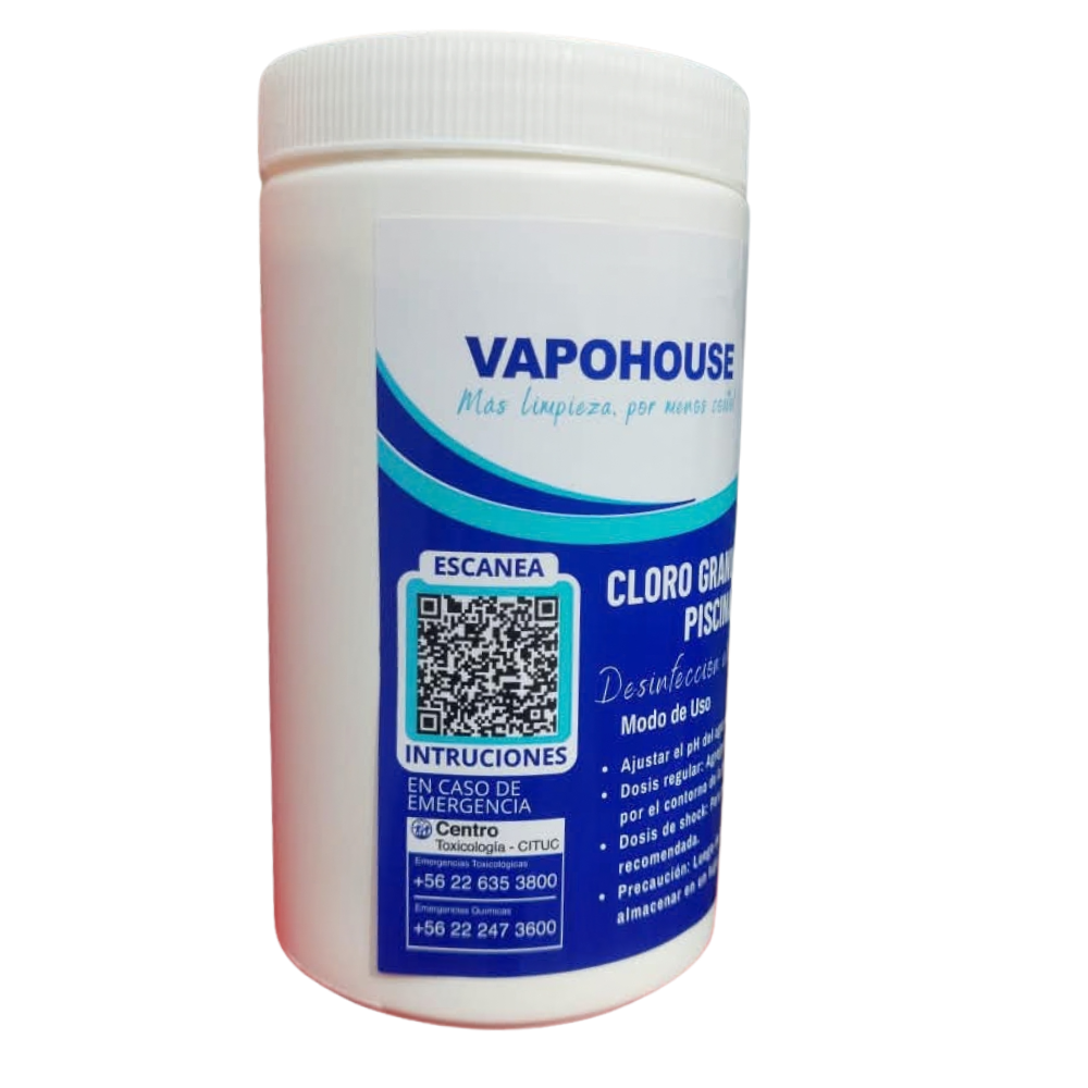 Cloro Granulado para Piscina 60% · 1kg · Vapohouse