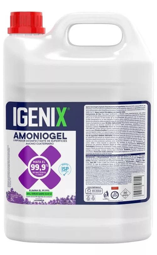 Limpiador Desinfectante Amonio Gel Lavanda 5L Igenix