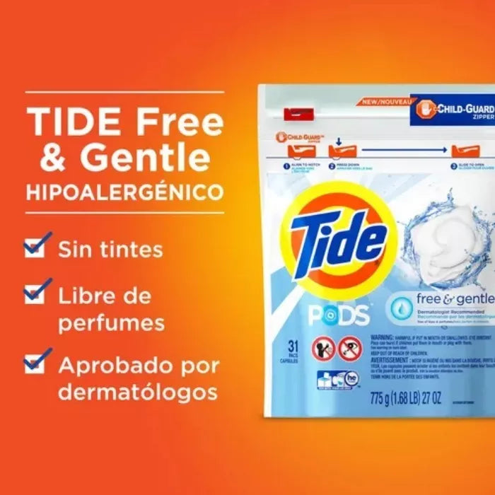 Detergente Capsulas Tide Pods 16u Free & Gentle