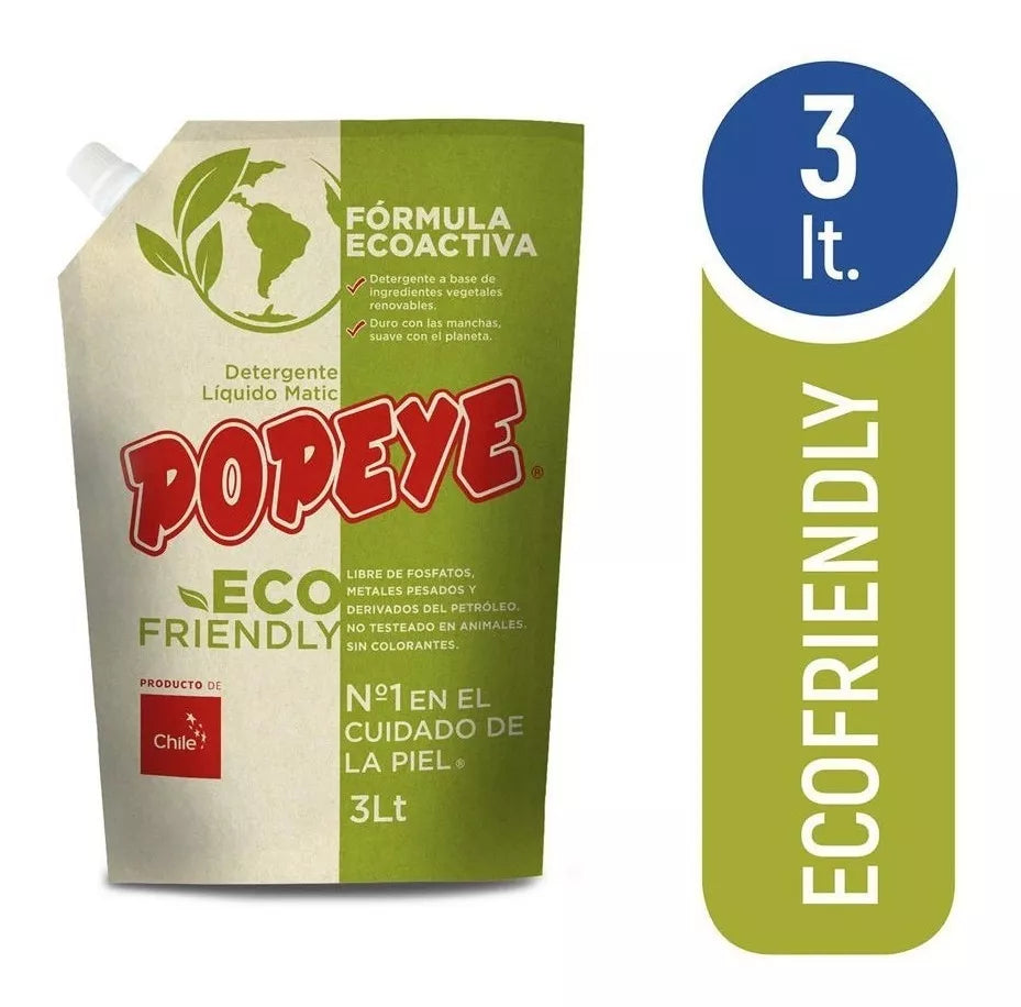 Caja 4u Detergente Liquido Eco Friendly DP 3L Popeye