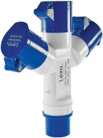 Derivacion Para Enchufe Industrial 3 Hembras 16A 250v IP44 Lexo