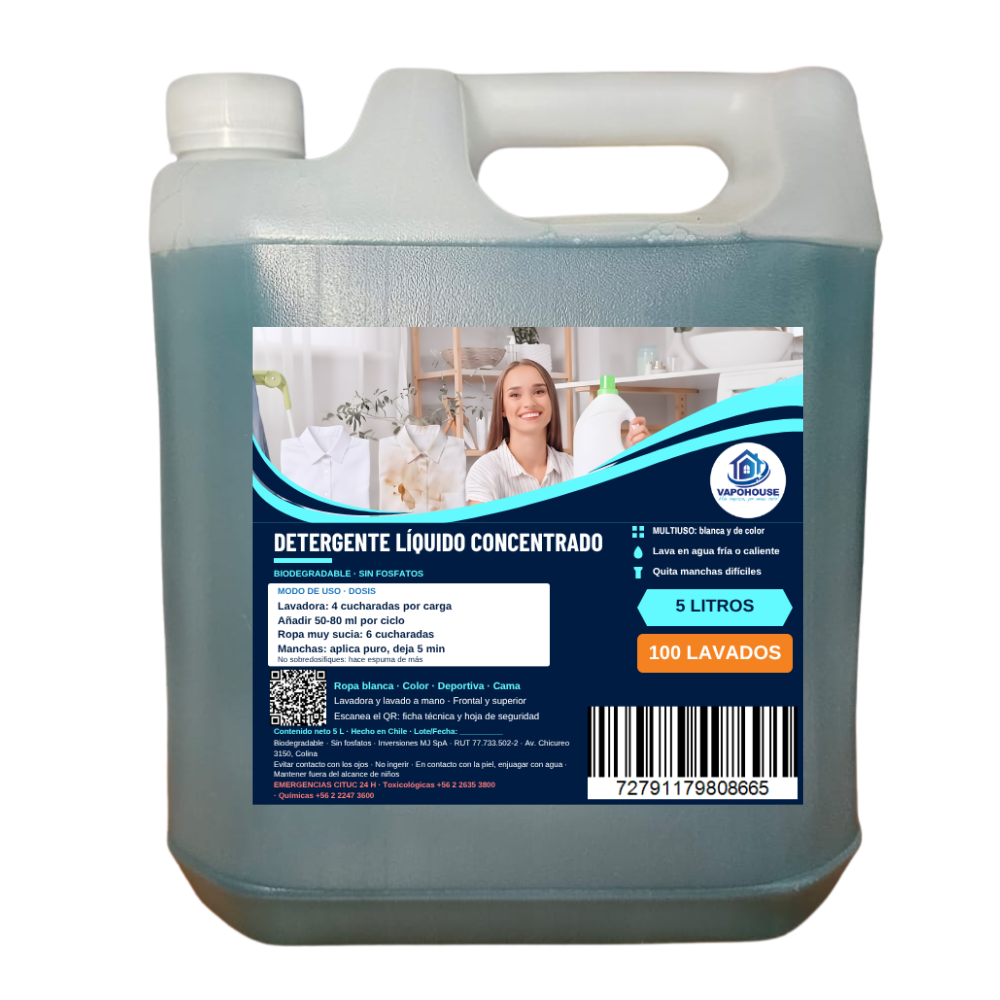 Detergente Líquido Concentrado 5L Vapohouse