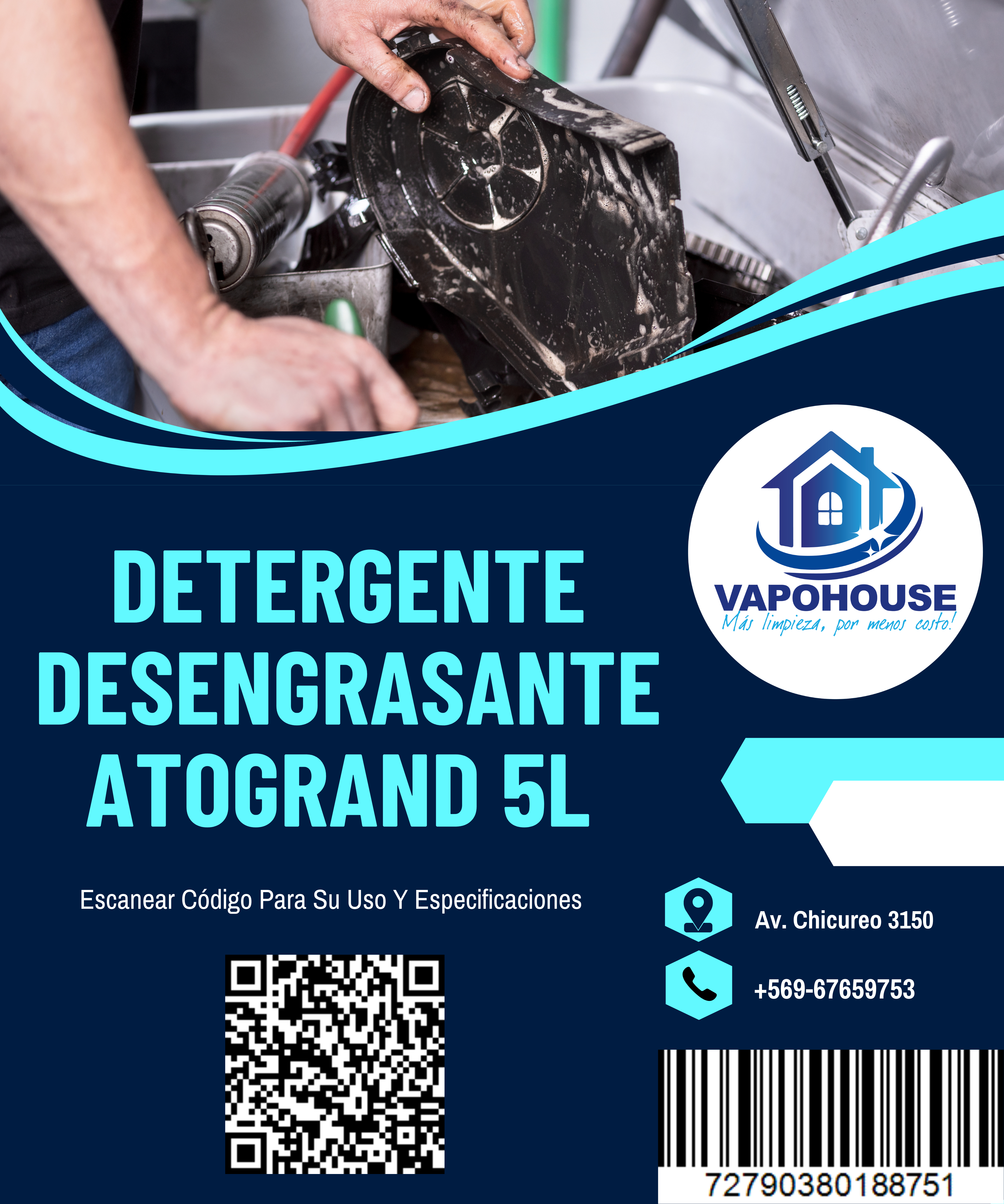 Detergente Desengrasante Atogrand 5L Vapohouse