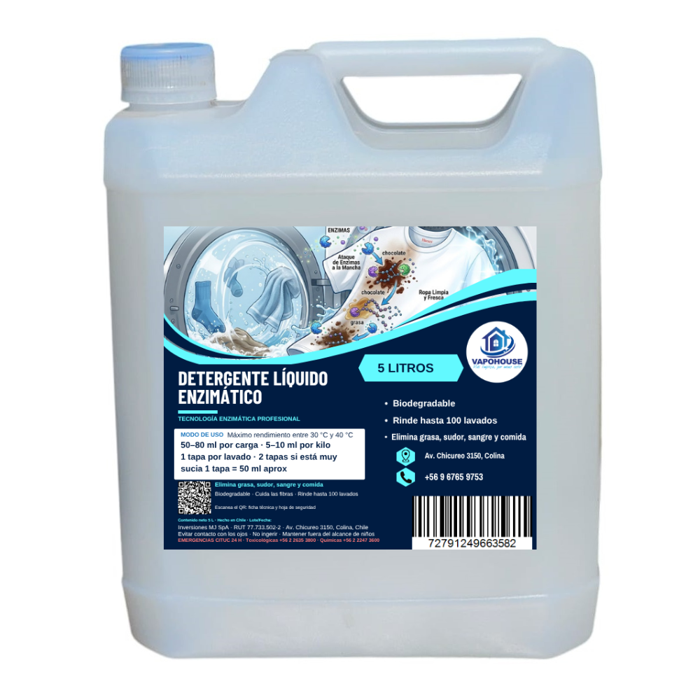 Detergente Líquido Enzimatico 5L Vapohouse