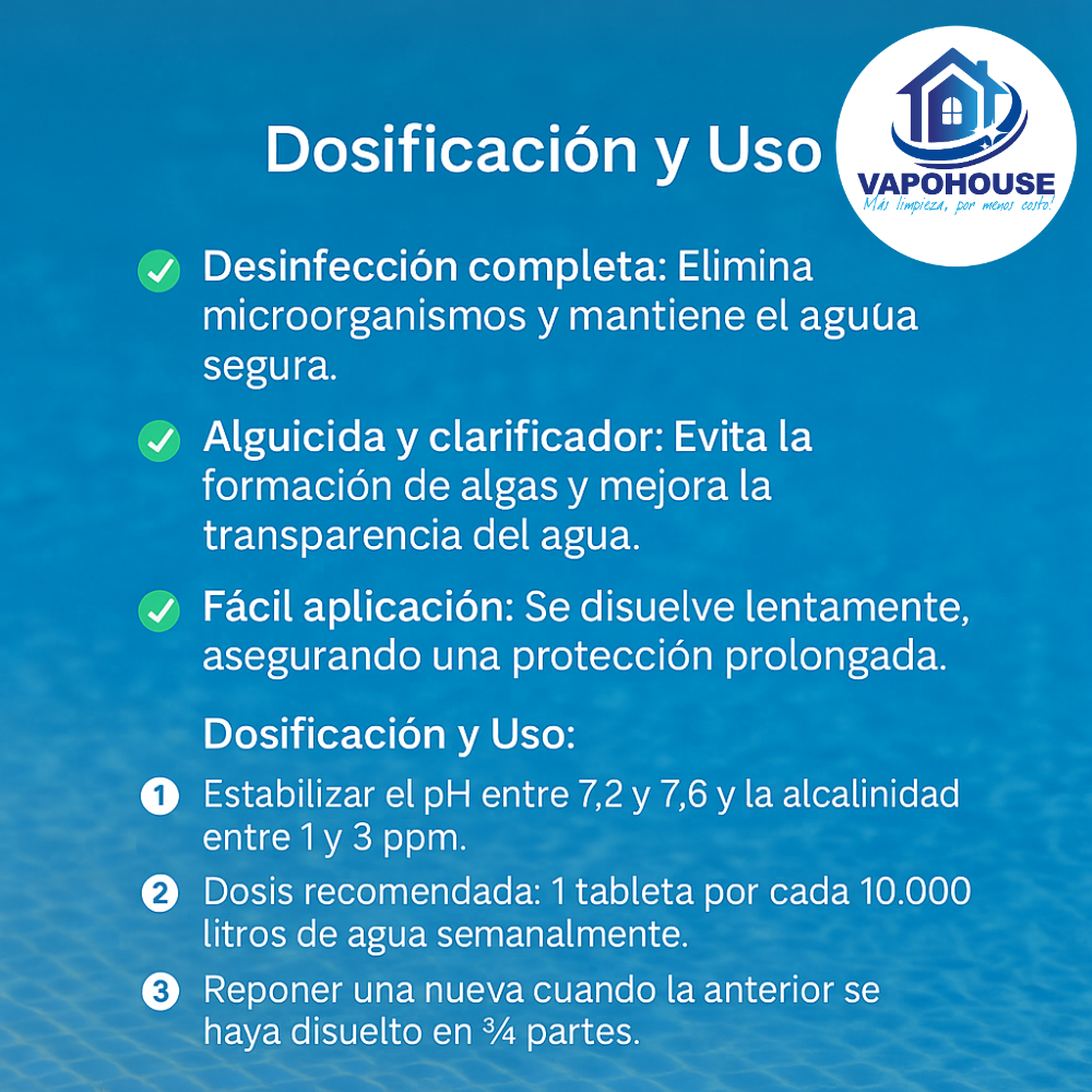 Pastillas De Cloro Triple Accion  Para Piscina 1k Vapohouse