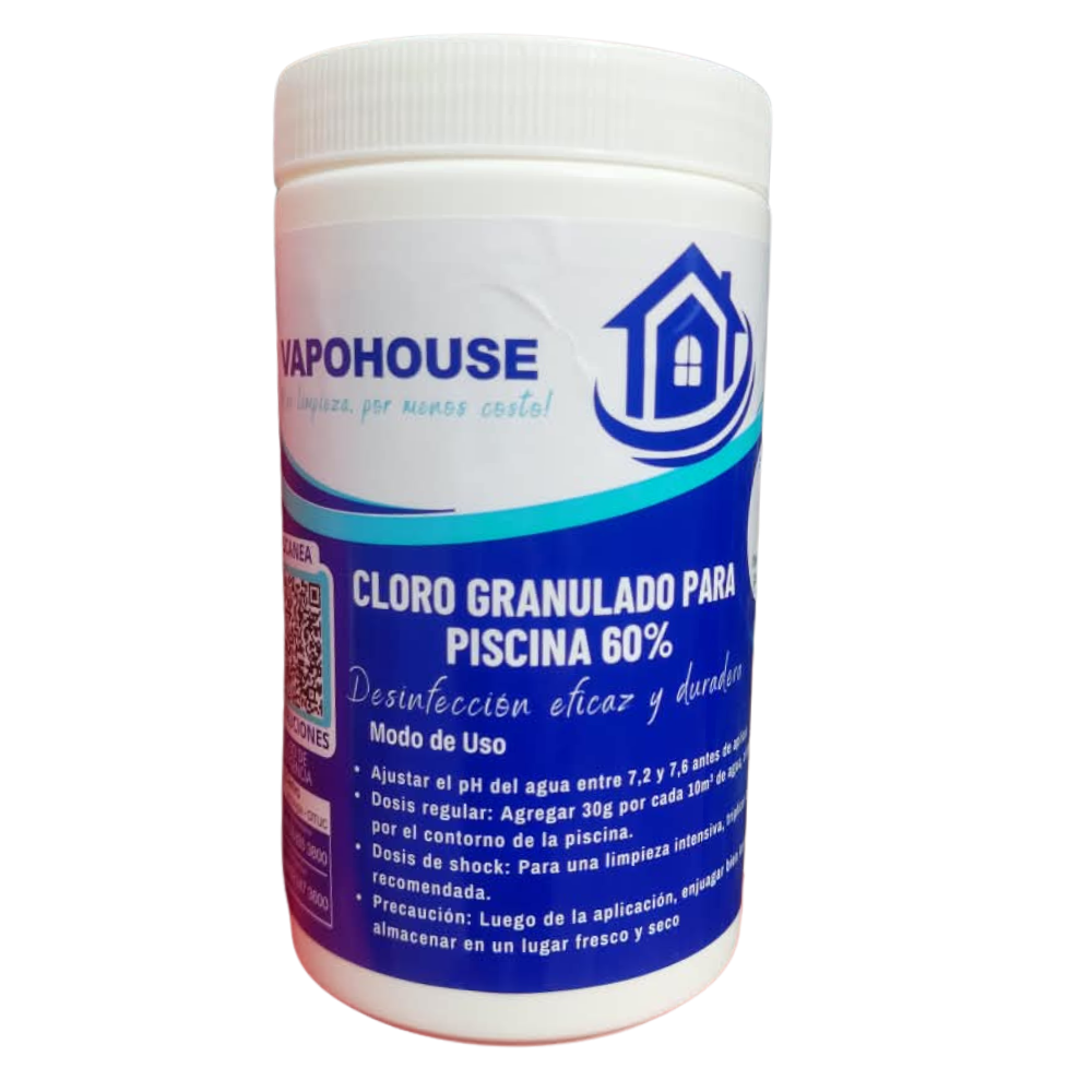 Cloro Granulado para Piscina 60% · 1kg · Vapohouse