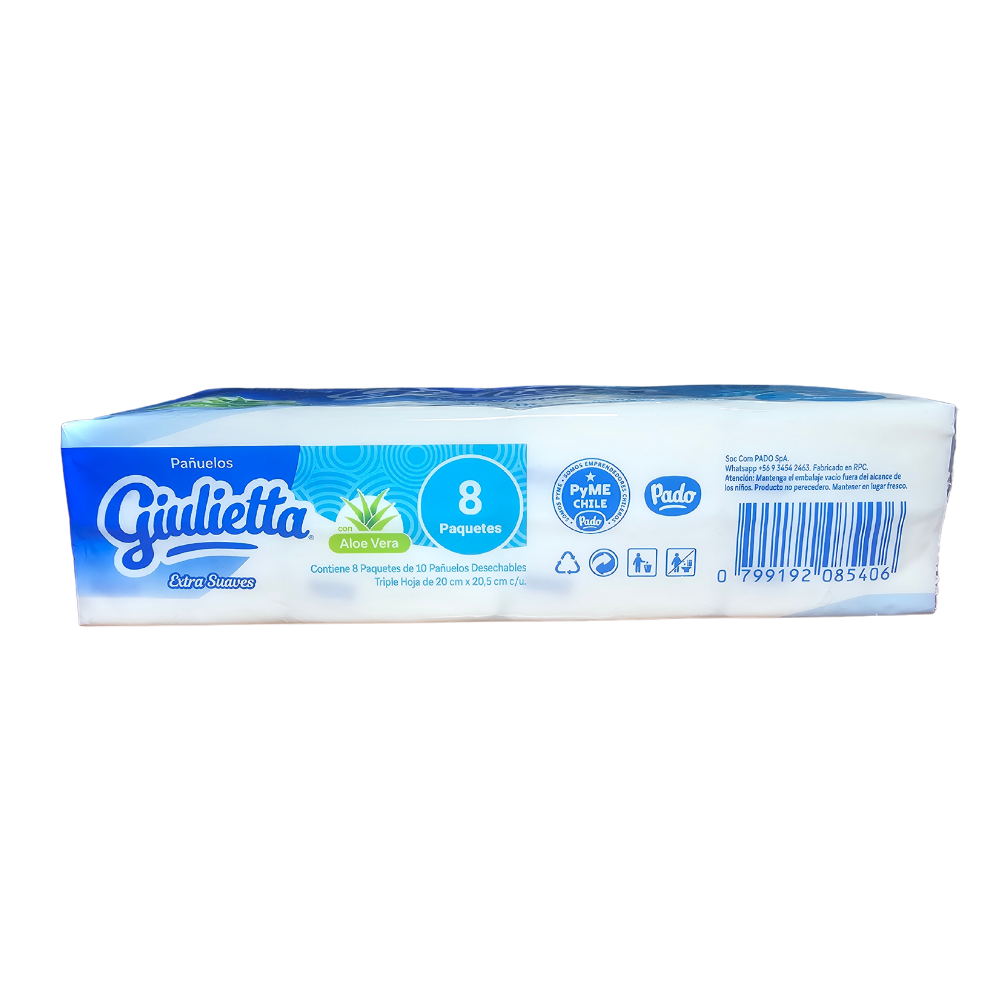 Pañuelo Triple Hoja Aloe VEra 8u Unidades Giuletta