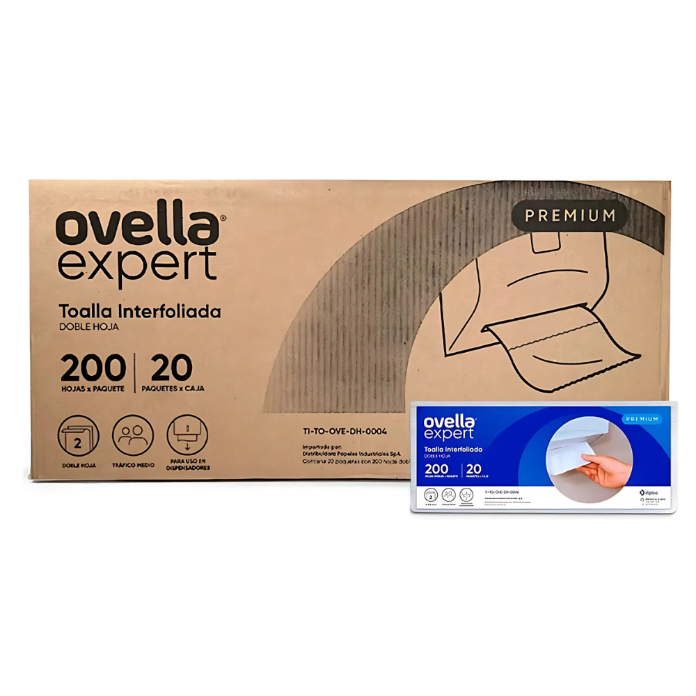 Caja 20u Toalla De Papel Interfoliada Doble Hoja 200u Ovella