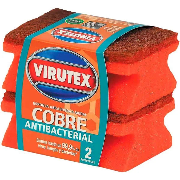 Esponja Acanalada Antibacterial Cobre 2u Virutex