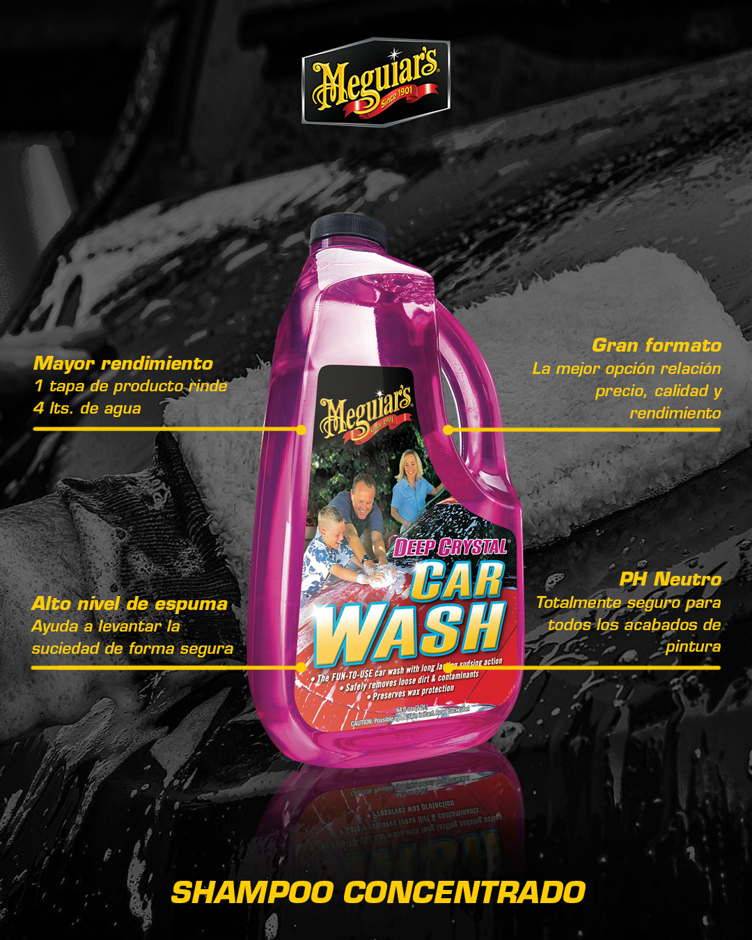 Shampoo Para Autos Deep Crystal Car Wash 1.89L (G10464) Meguiar’s