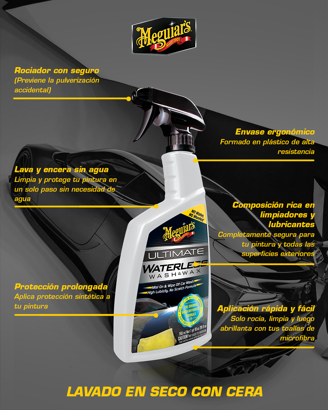 Shampoo Para Autos Ultimate Waterless Wash 768ml (G3626) Meguiar’s