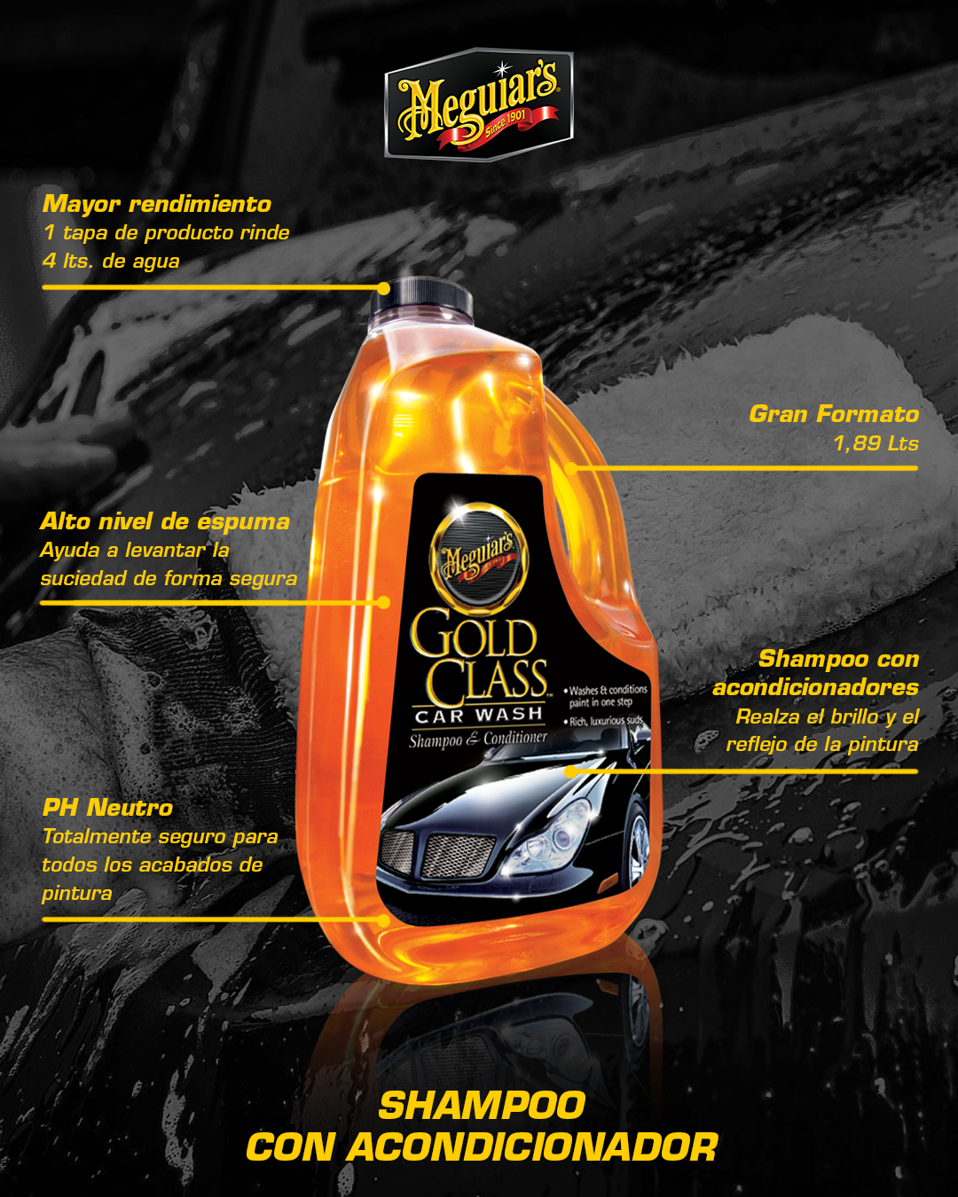 Shampoo Para Autos Gold Class Car Wash Shampoo & Conditione 1.89L (G7164) Meguiar’s