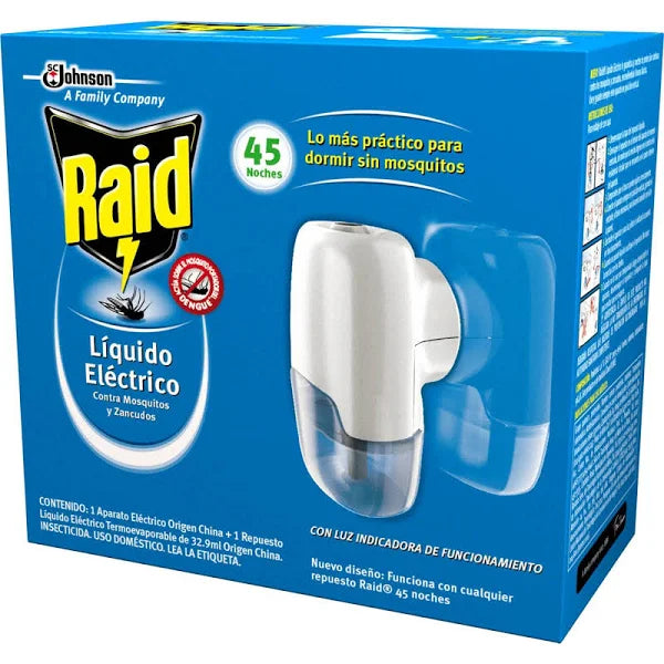 Insecticida Eléctrico Aparato Mata Mosquitos y Zancudos Liquido  Raid