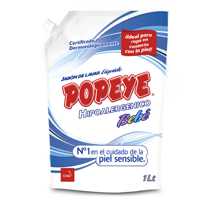 Jabón Liquido Ropa Hipoalergénico Bebe 1L Popeye