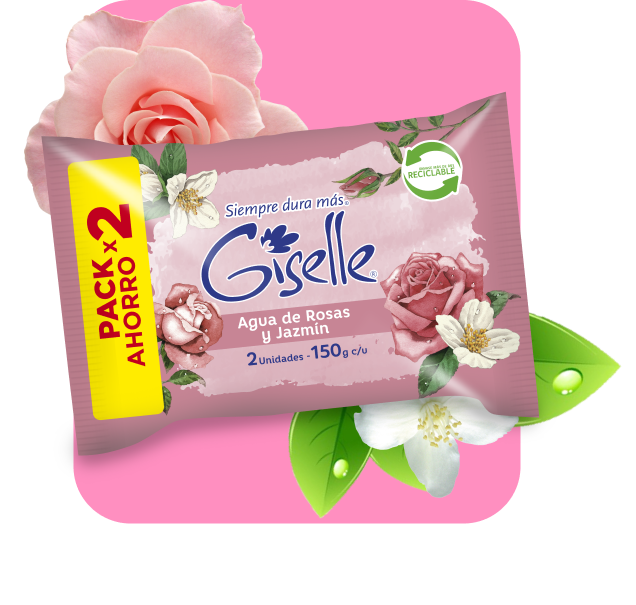 Jabón en Barra Giselle Agua De Rosas Y Jazmin Pack 3 270g Popeye