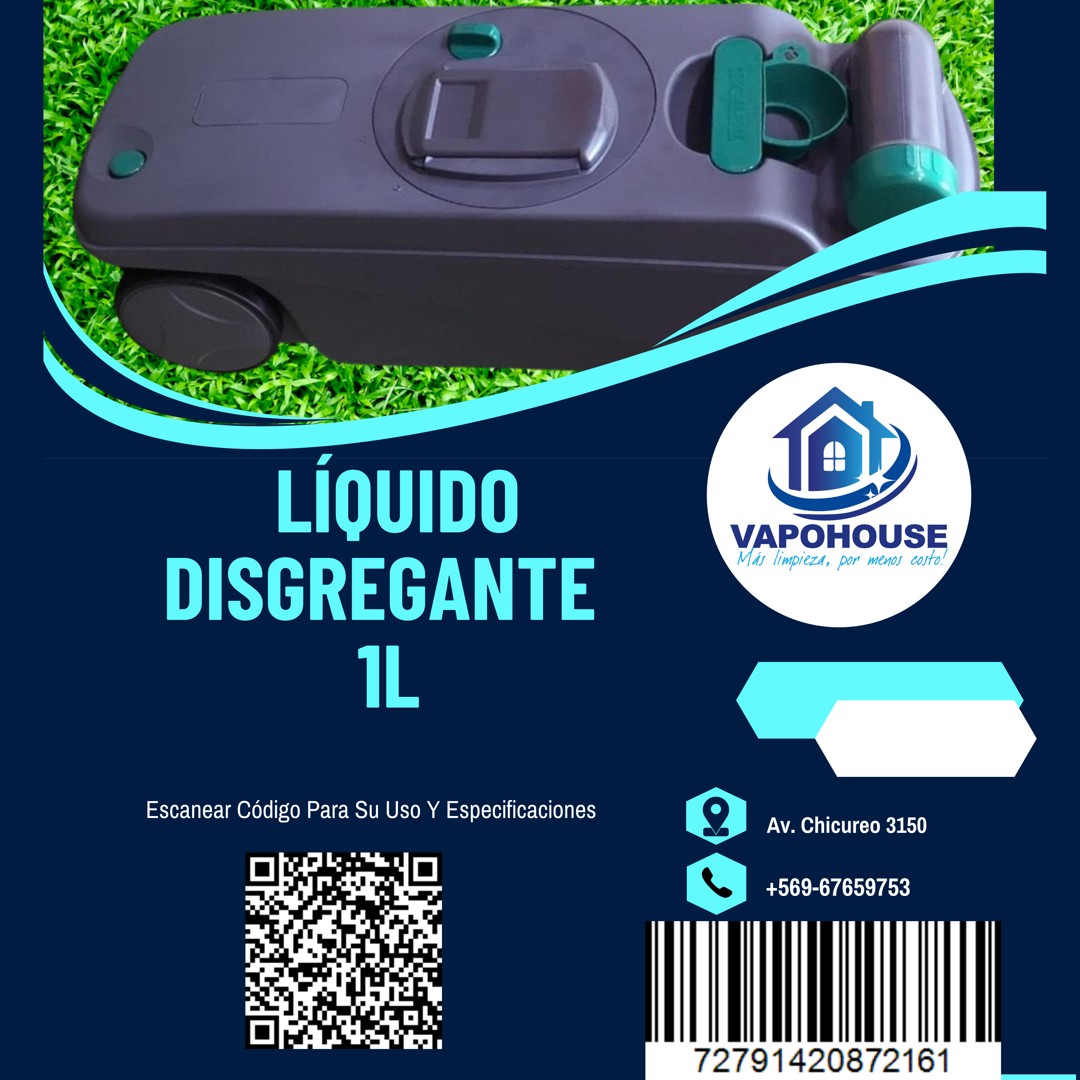 Líquido Desodorante Disgregante para Baño Químico Desam 1L Vapohouse