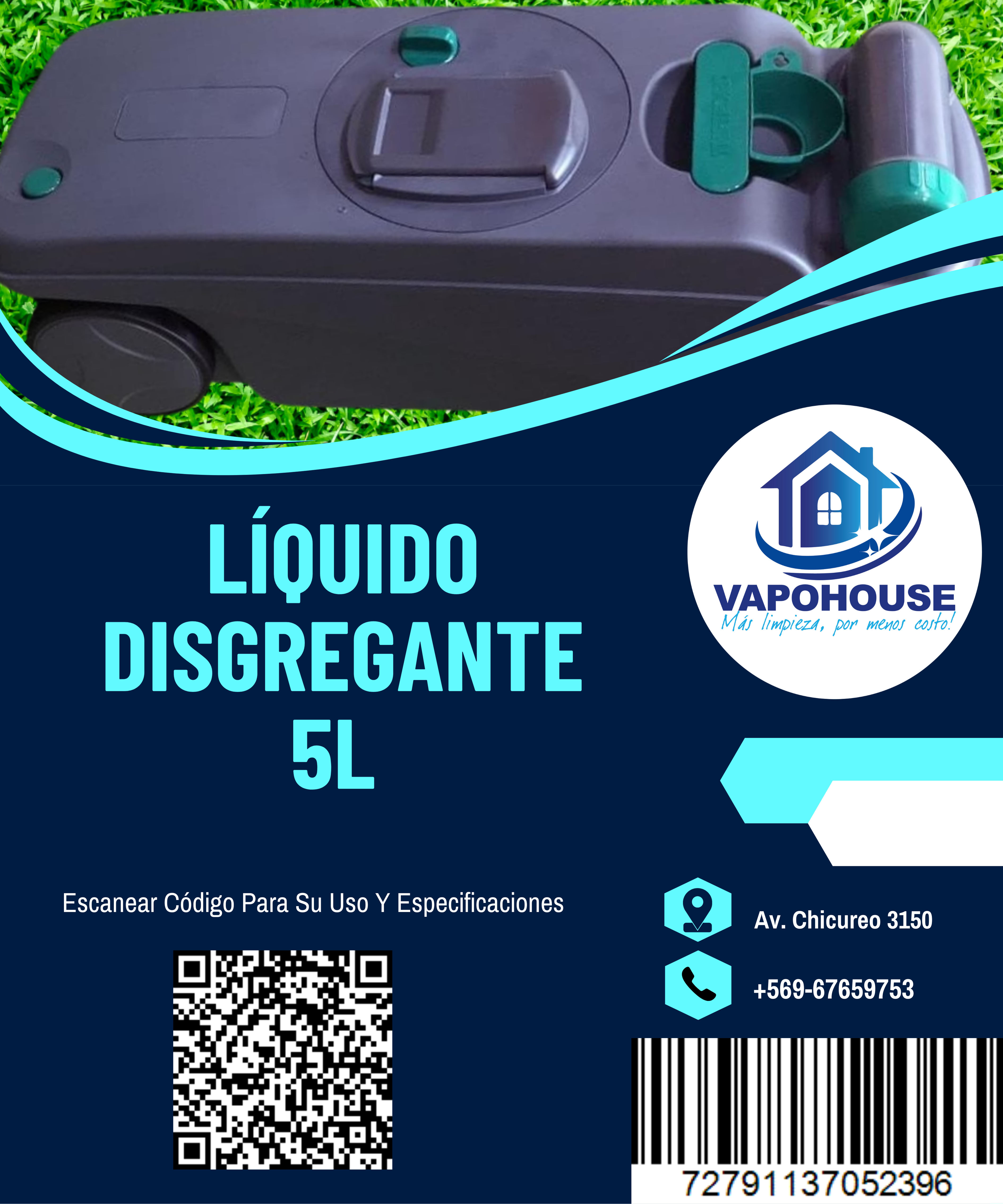 Líquido Desodorante Disgregante para Baño Químico Desam 5L Vapohouse