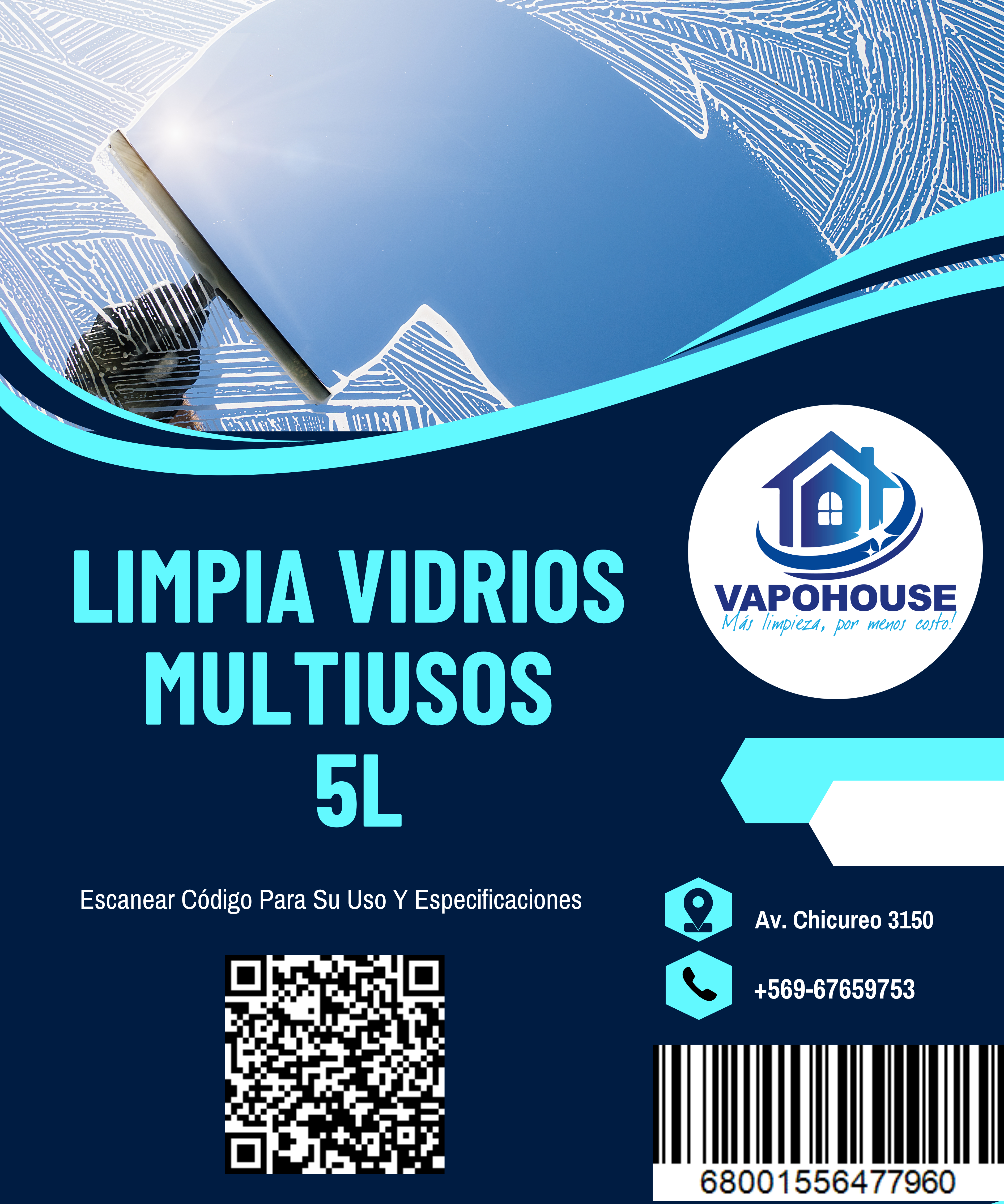 Limpia Vidrios Multiusos  5L Vapohouse