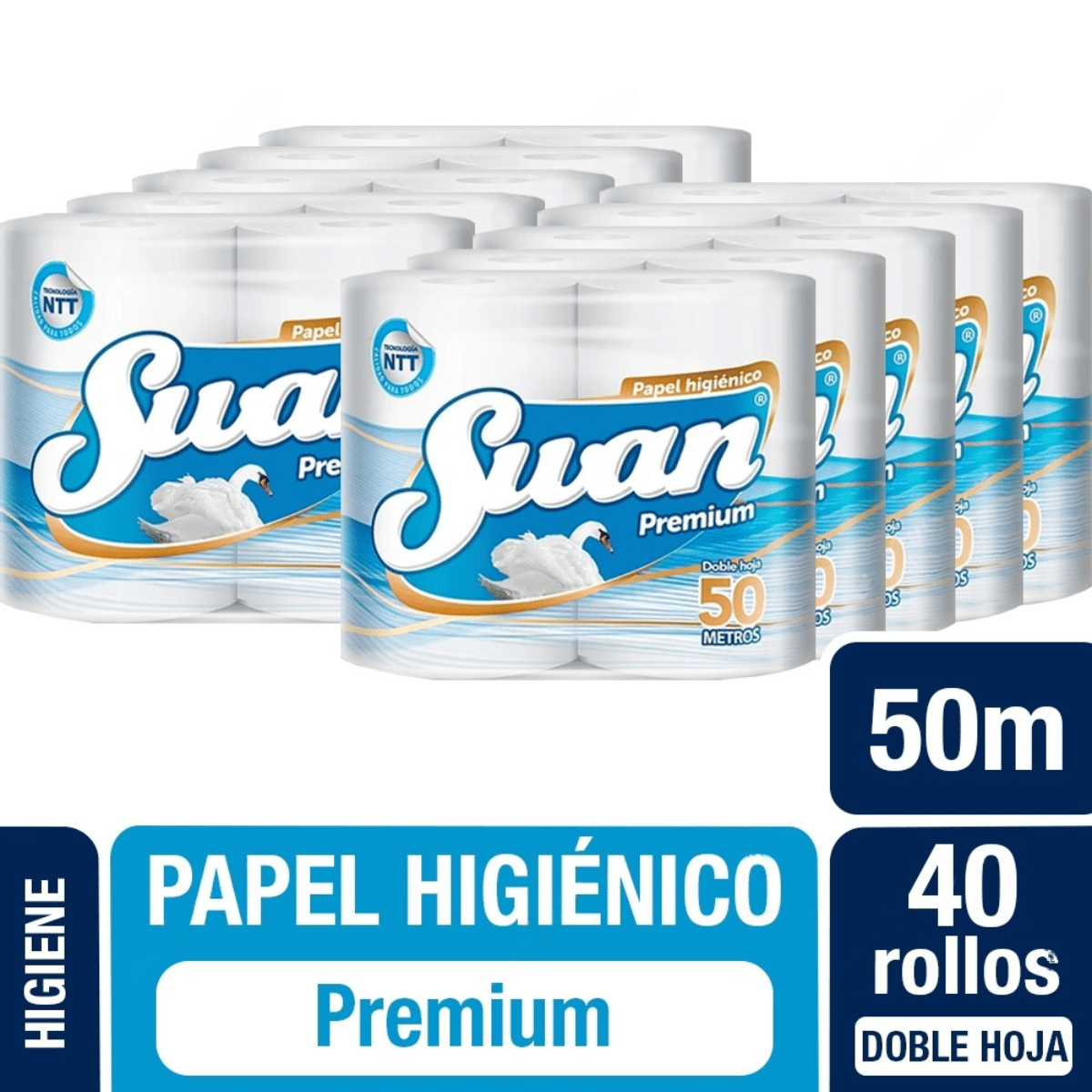 Papel Higiénico Doble Hoja 50m 32 Rollos Suan