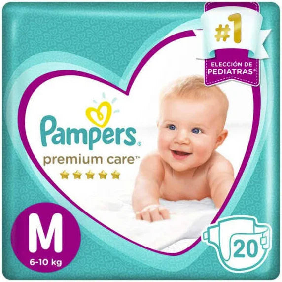 Pañales Premium Care M 20u Pampers