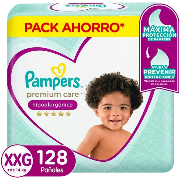 Pañales Premium Care XXG 128u Pampers