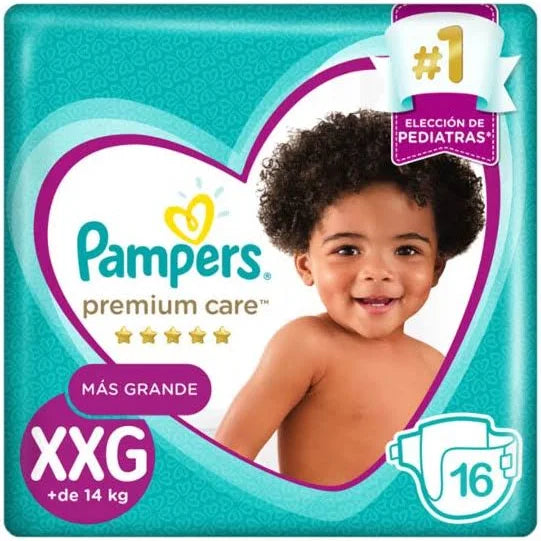 Pañales Premium Care XXG 16u Pampers