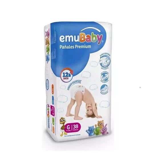 Pañales Premium Dermo Confort G 38u EmuBaby