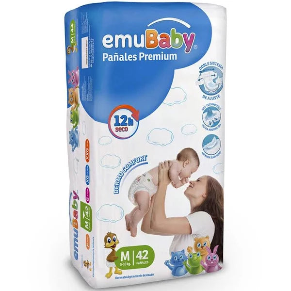 Pañales Premium Dermo Confort M 42u EmuBaby