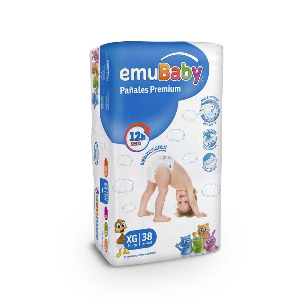 Pañales Premium Dermo Confort XG 204u EmuBaby