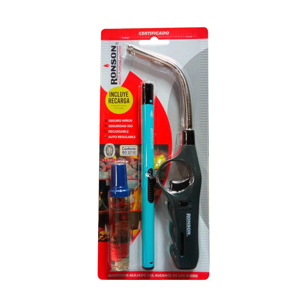 Pack Encendedor Cocina Tubo Flexible + Slim + Gas Ronson