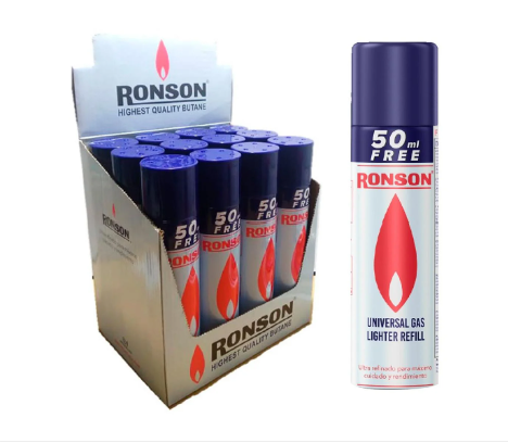 Pack 12u Recarga Encendedor Gas Butano 300ml 1un Ronson