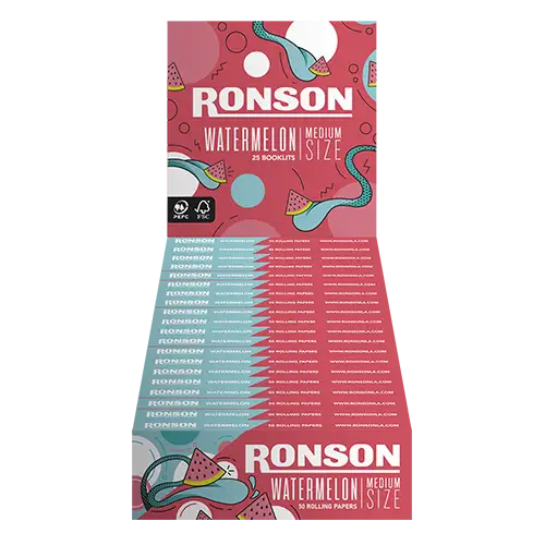 Pack 25u Papelillos Watermelon Medium Size 1u Ronson