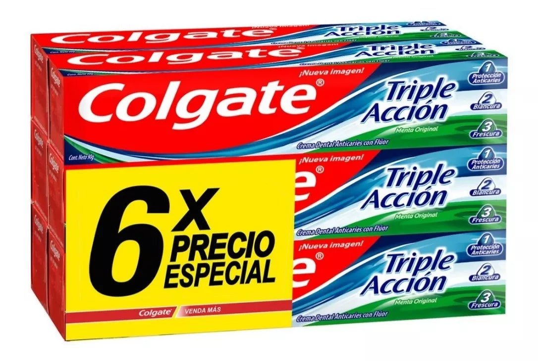 Pack 6 Pasta Dental Triple Accion 50g Colgate