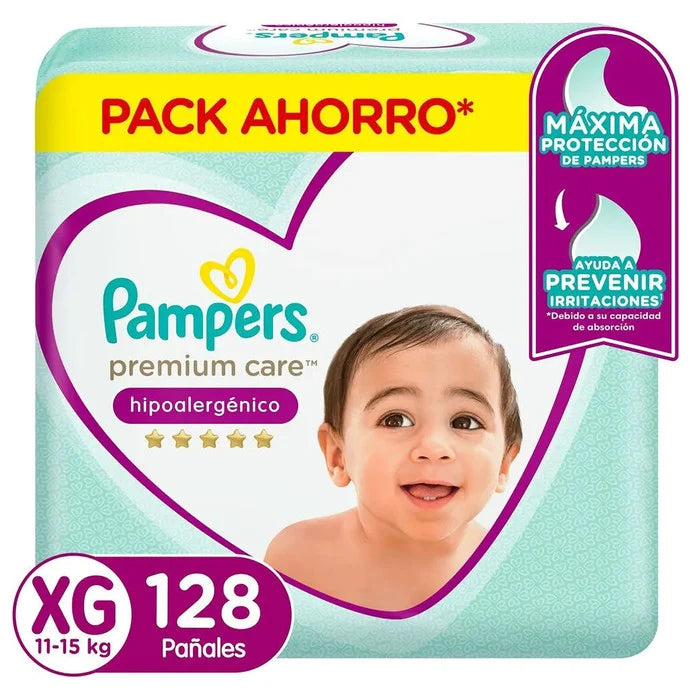 Pañales Premium Care XG 128u Pampers