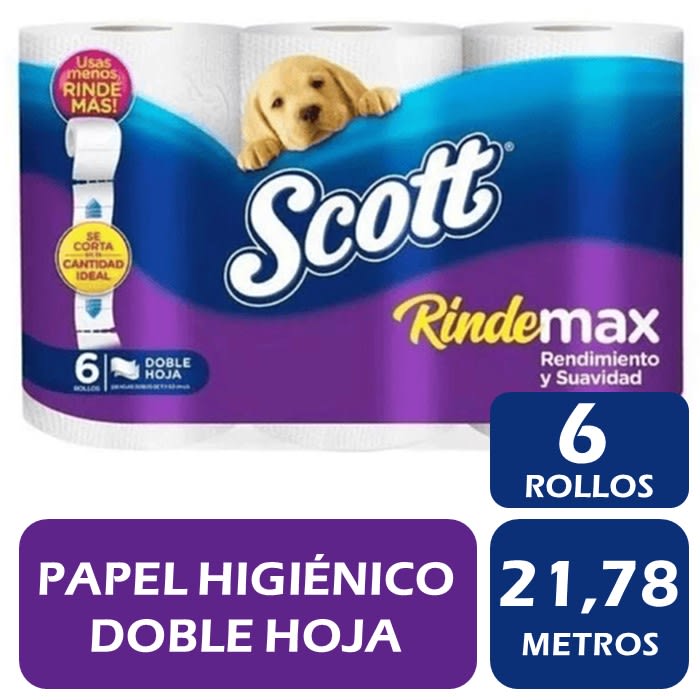 Papel Higiénico Doble Hoja 21.78m 6 Rollos Scott