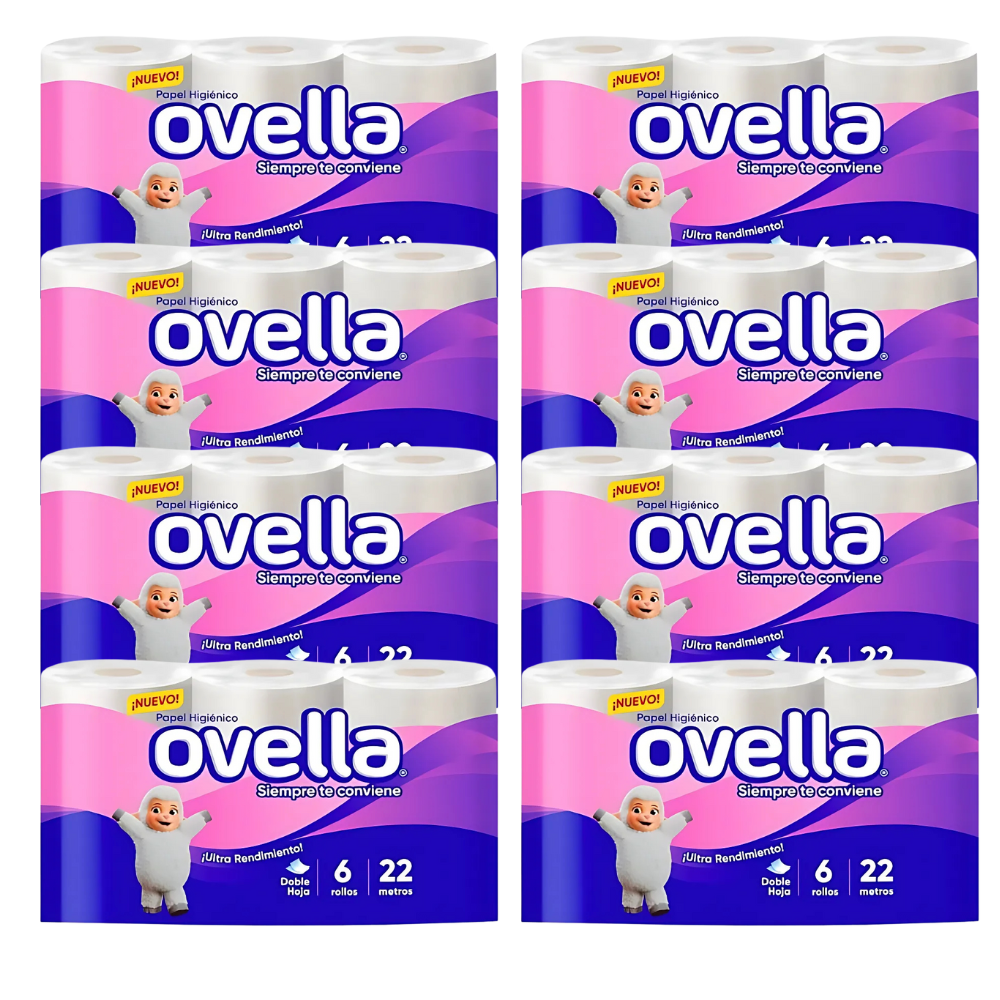 Papel Higiénico Doble Hoja 22m 48 Rollos Ovella