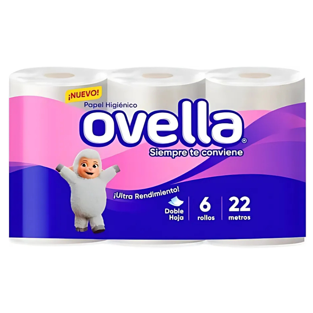 Papel Higiénico Doble Hoja 22m 6 Rollos Ovella