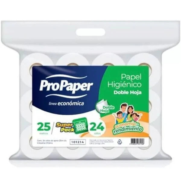 Papel Higiénico Doble Hoja 25m 24 Rollos (101214) ProPaper