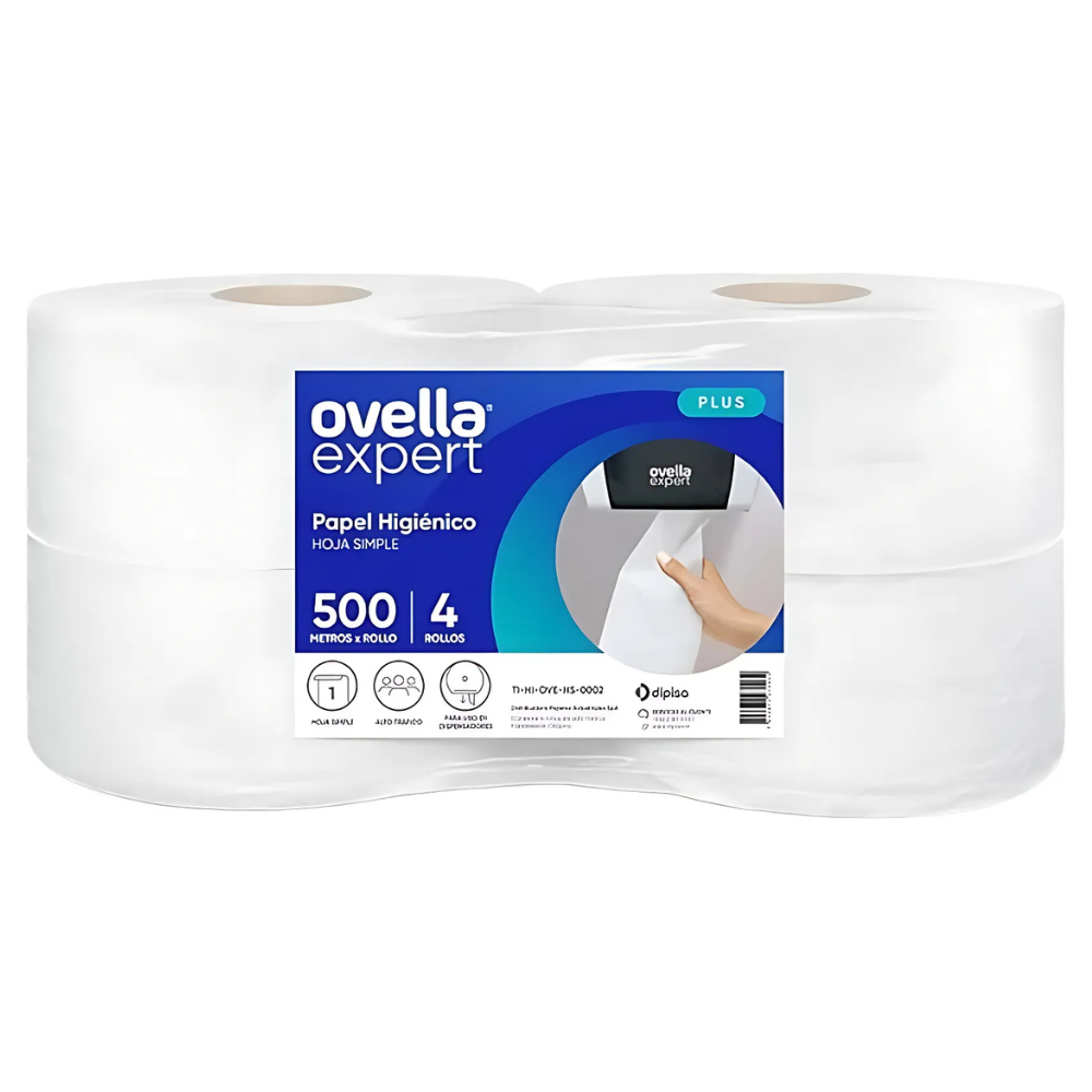 Papel Higiénico Una Hoja 500m 4 Rollos Ovella