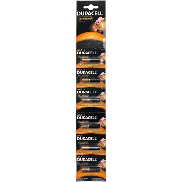 Pilas Alcalinas 1.5V AAA 6u Duracell