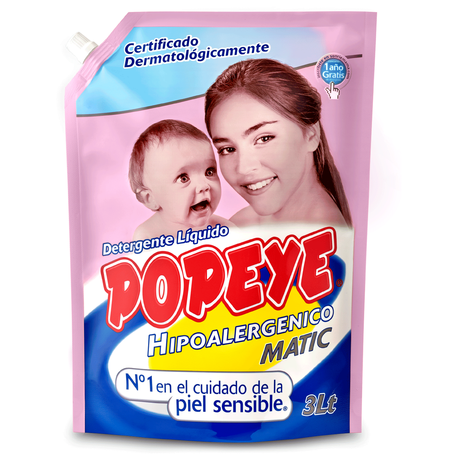 Detergente Liquido Popeye Hipoalergenico Bebe 3L