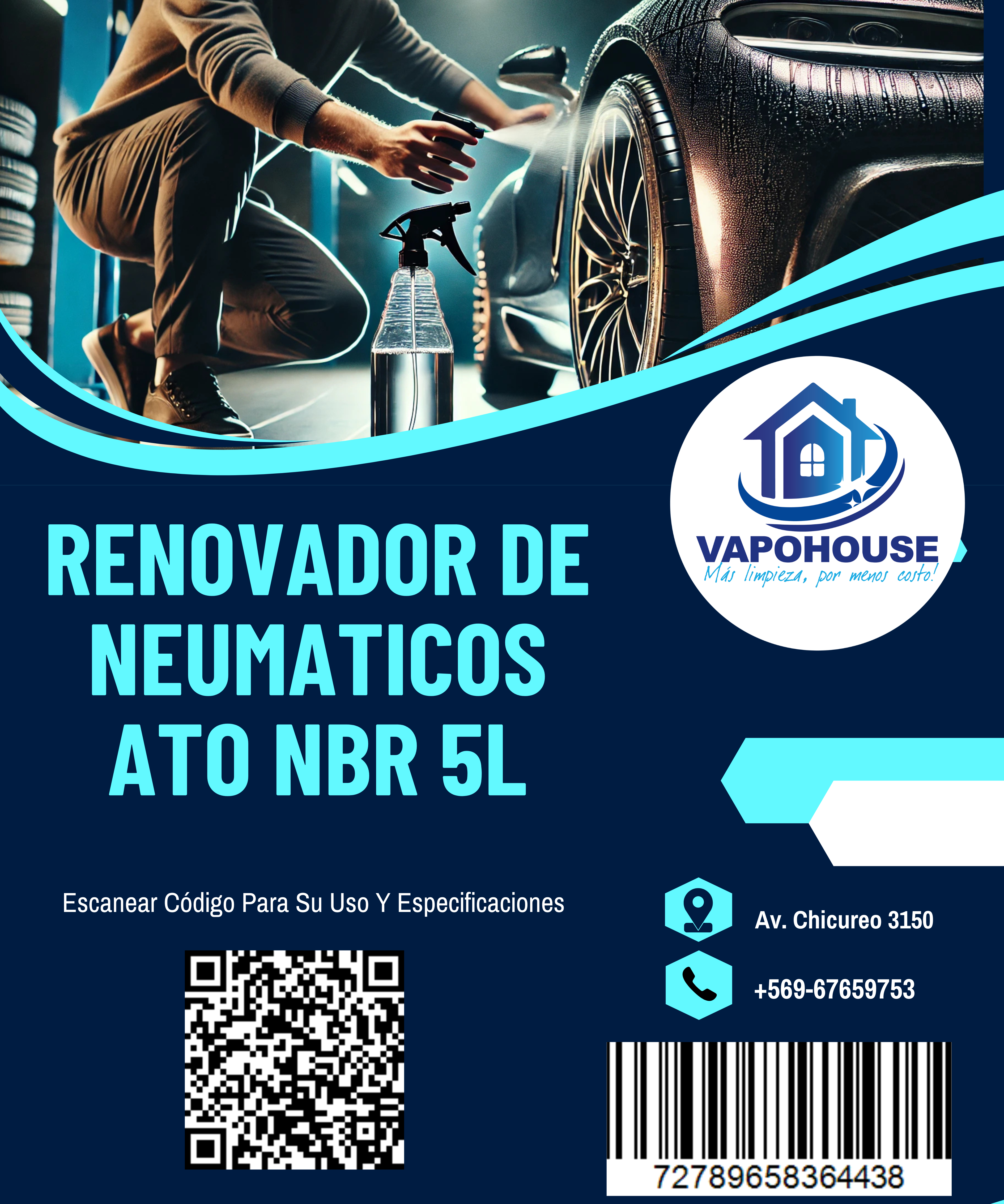 Renovador De Neumaticos Ato Nbr 1L Vapohouse