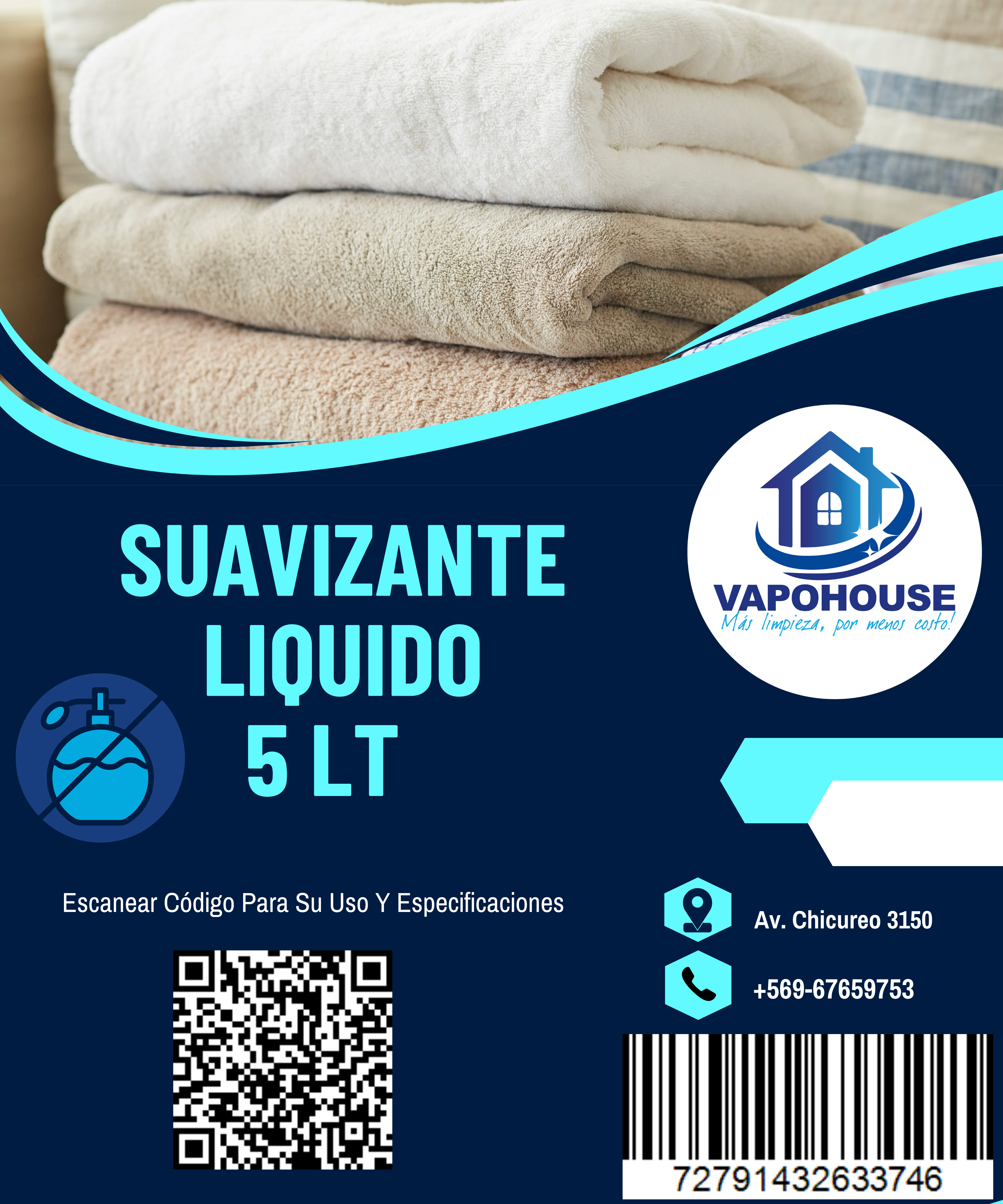 Suavizante Liquido 5 Lt Vapohouse